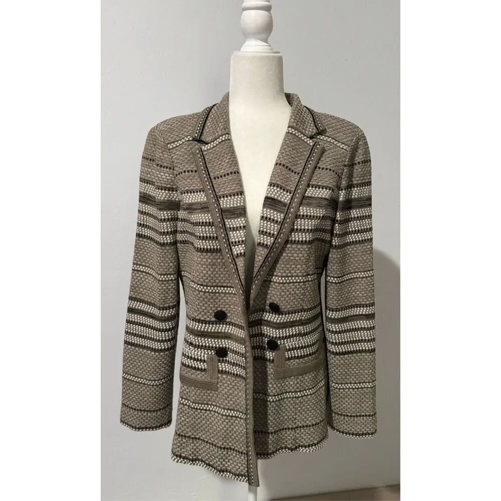 Ming Wang textured open front sweater blazer M